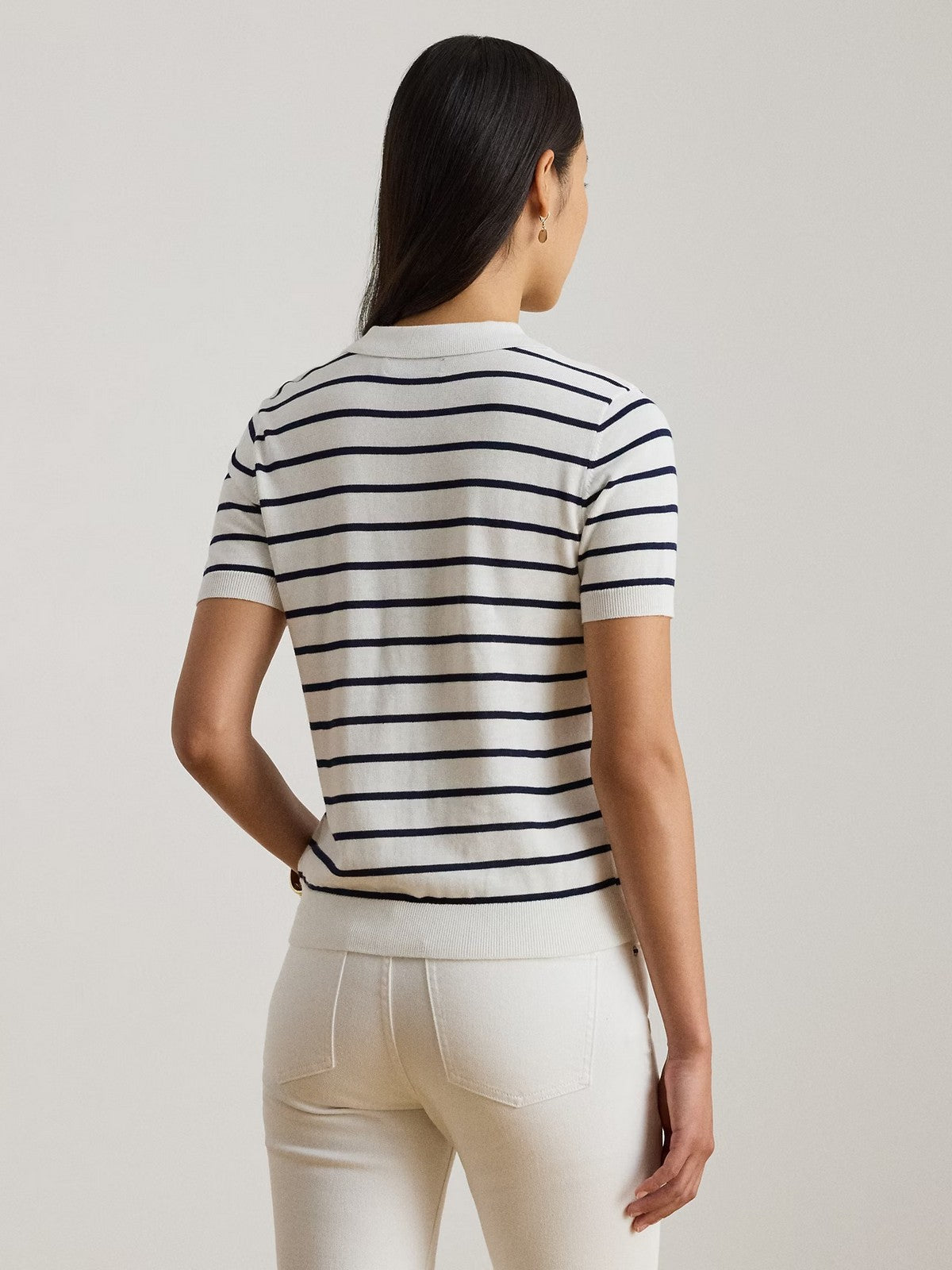 LAUREN RALPH LAUREN Polo Donna NATRISSA-SHORT SLEEVE-PULLOVER 200P03506 001 WHITE/REFINED NAVY