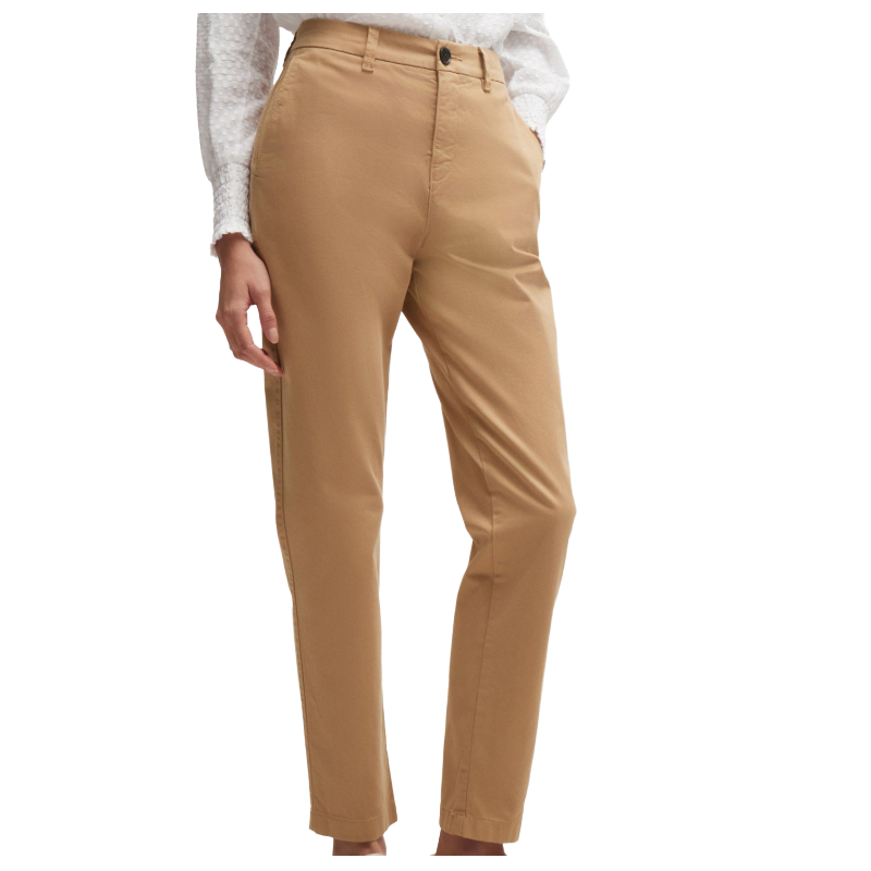 Hugo Boss Women's Trousers Tachini Regular Stretch Cotton Satin Beige