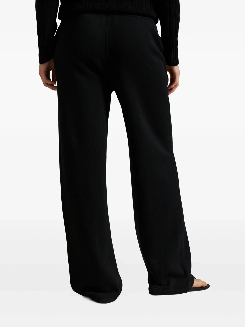 RALPH LAUREN WOMEN Drawstring Wide-Leg Tracksuit Bottoms Polo Black