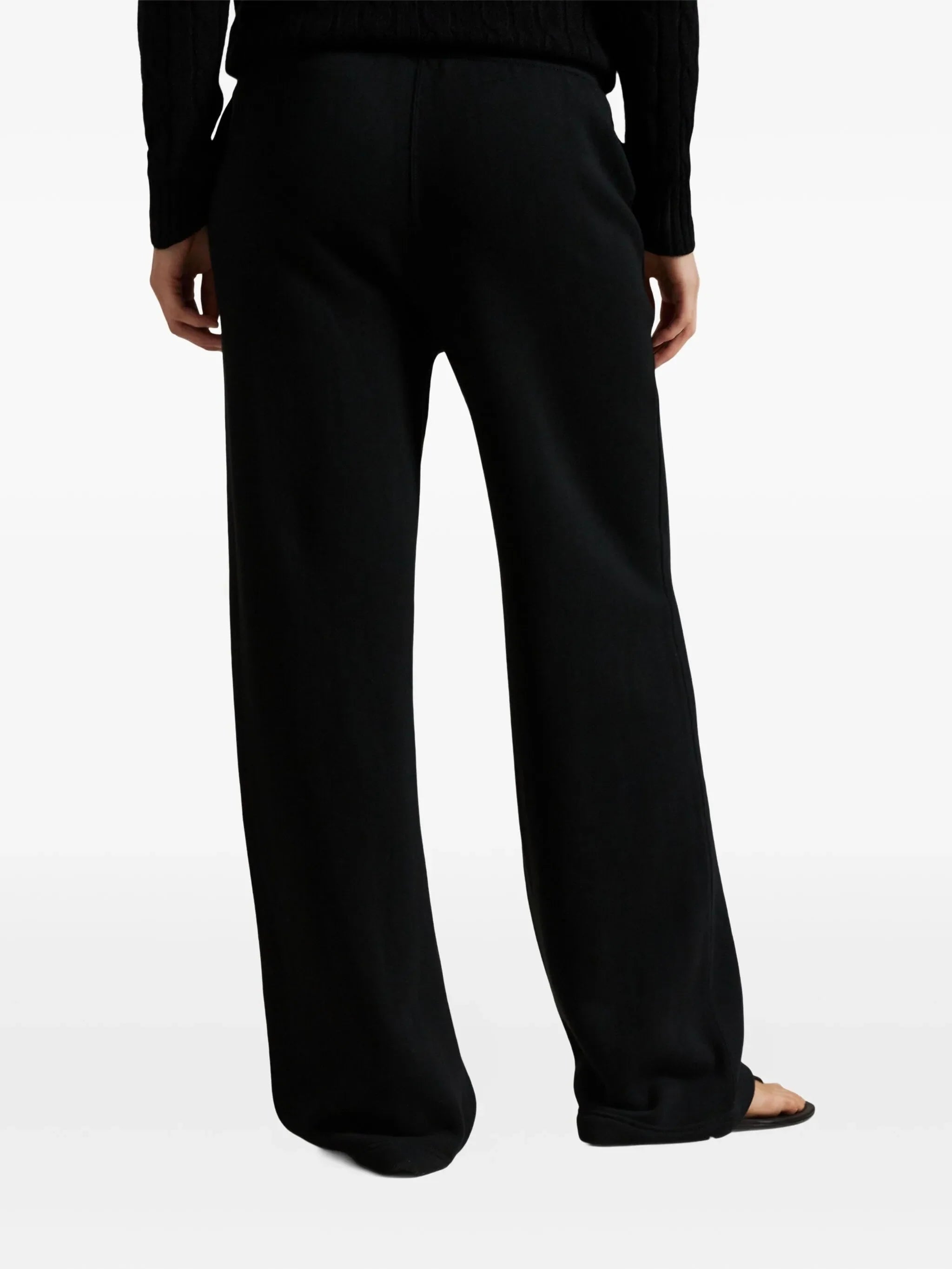 RALPH LAUREN WOMEN Drawstring Wide-Leg Tracksuit Bottoms Polo Black