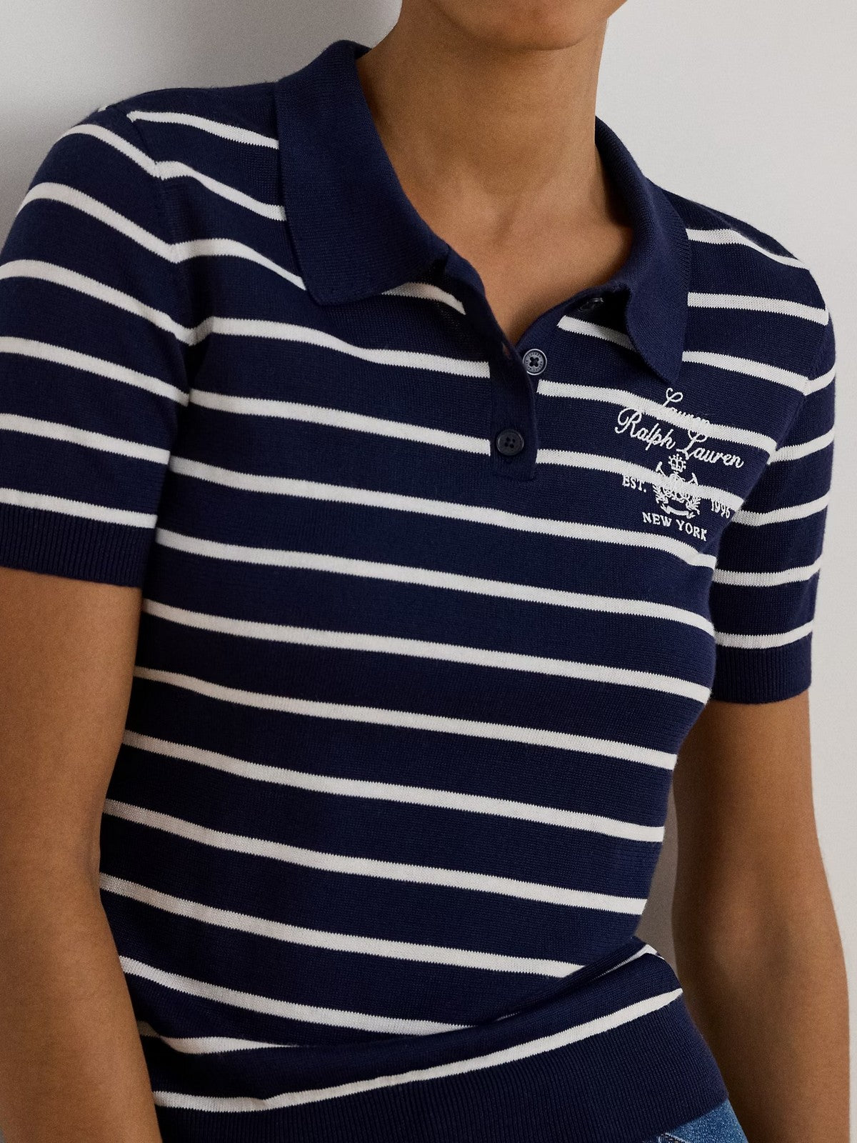 LAUREN RALPH LAUREN Polo Donna NATRISSA-SHORT SLEEVE-PULLOVER 200P03506 002 REFINED NAVY/WHITE