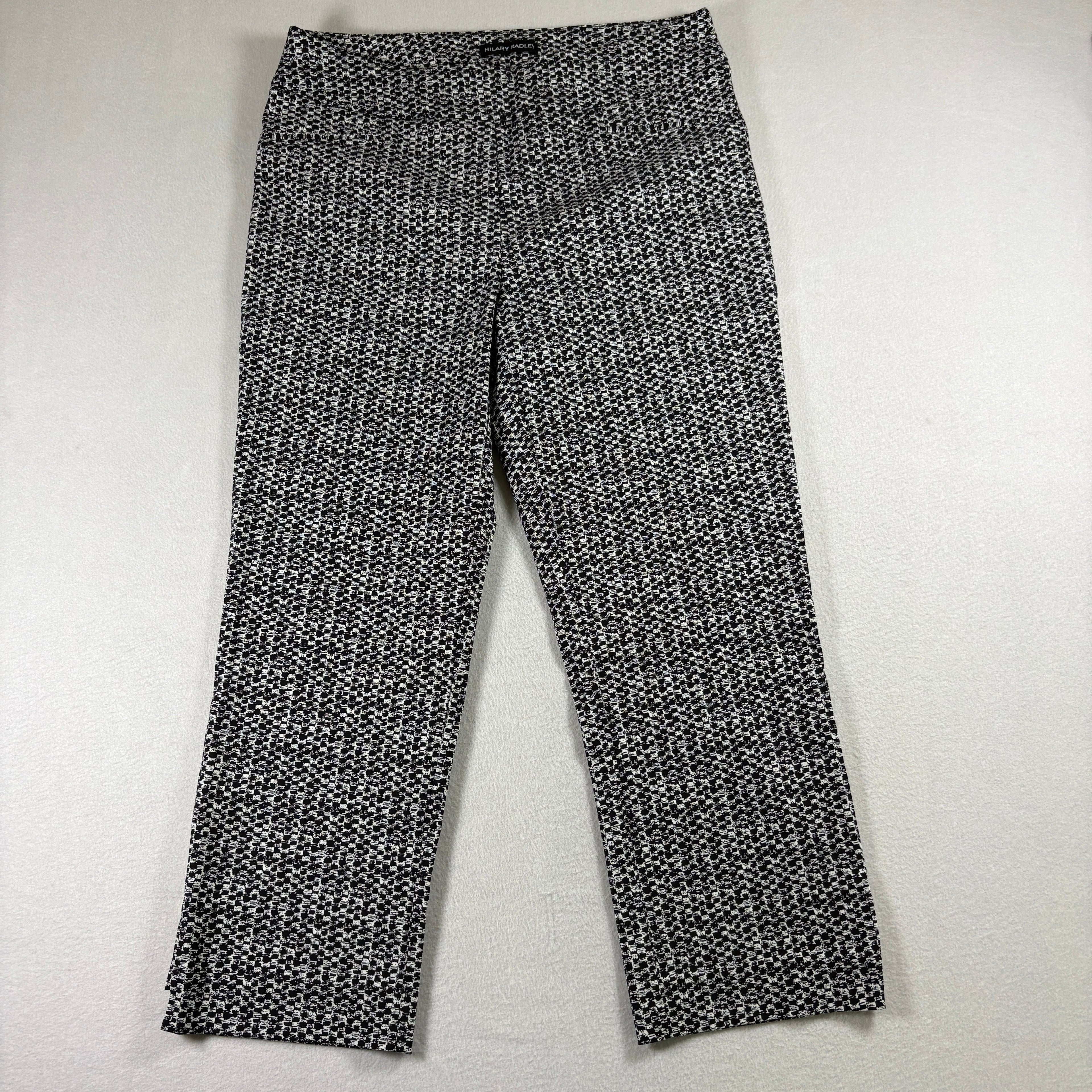 Hilary Radley Womens Pants S Black White Stretch Ankle Career Workwear Slim Fit