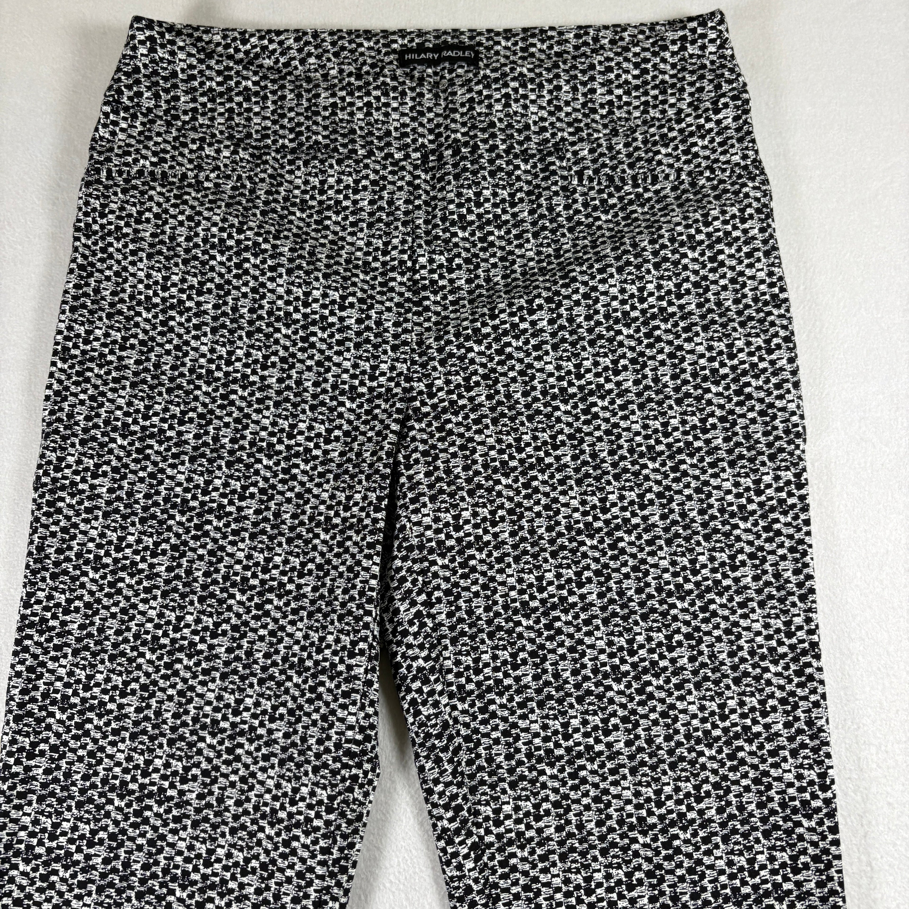 Hilary Radley Womens Pants S Black White Stretch Ankle Career Workwear Slim Fit
