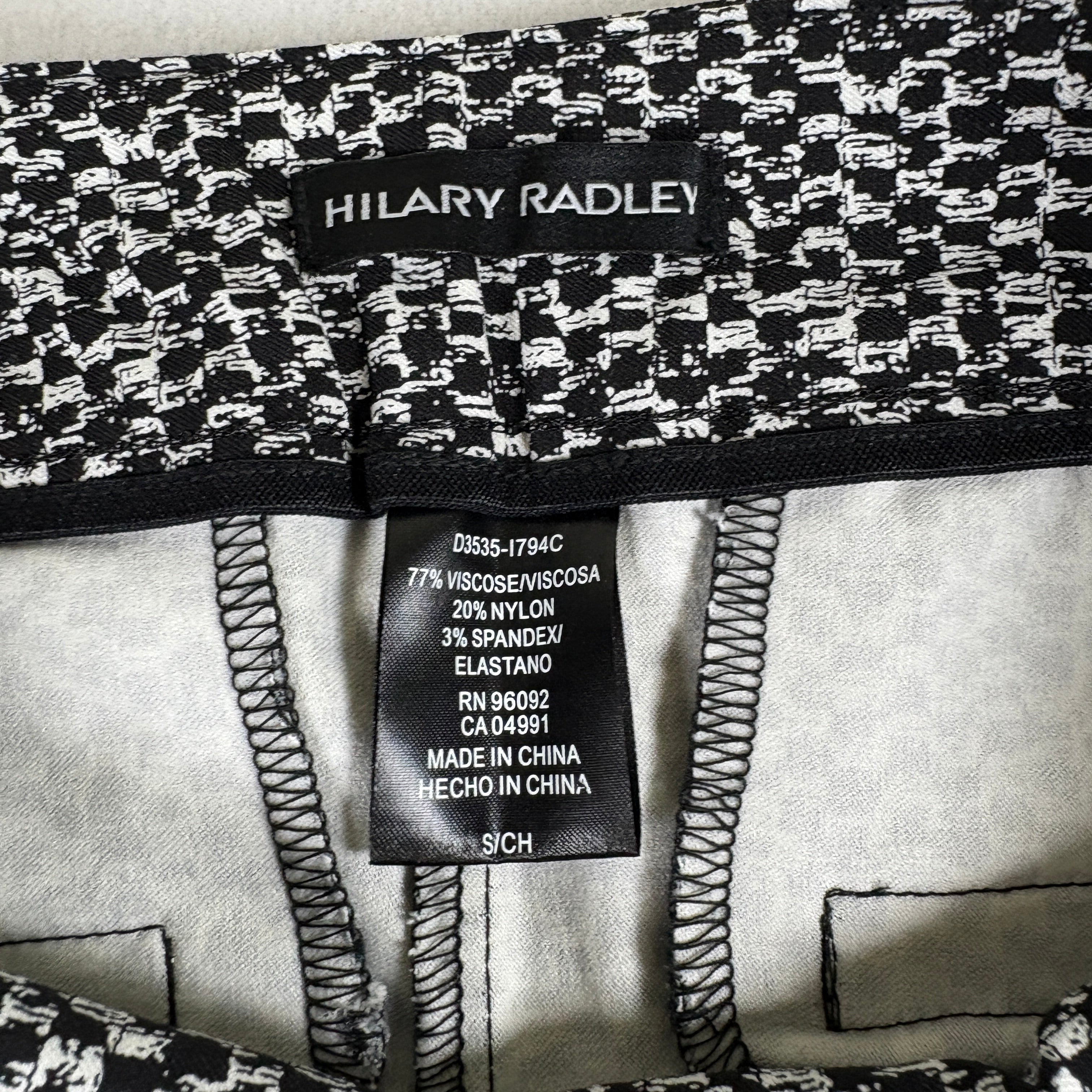 Hilary Radley Womens Pants S Black White Stretch Ankle Career Workwear Slim Fit