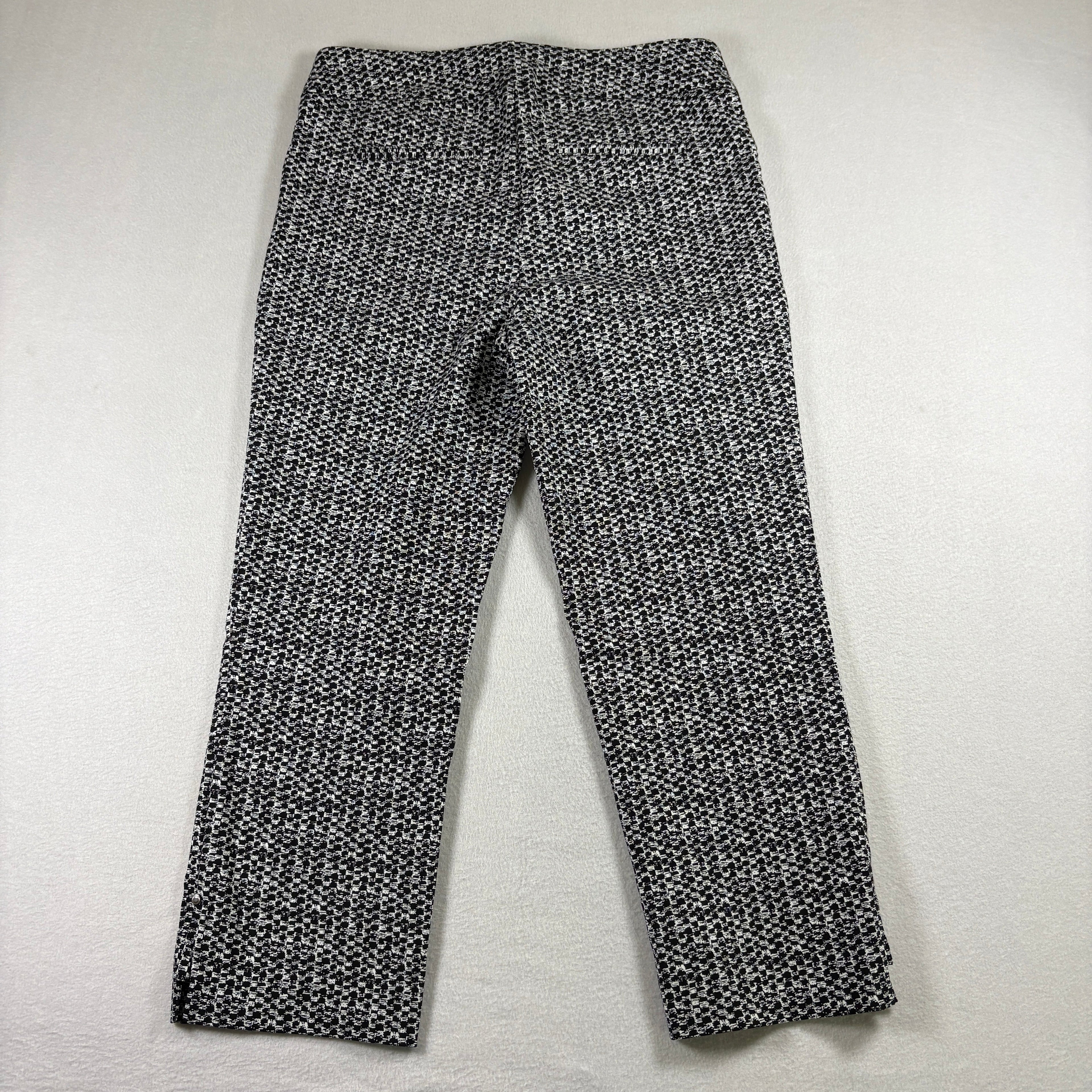 Hilary Radley Womens Pants S Black White Stretch Ankle Career Workwear Slim Fit