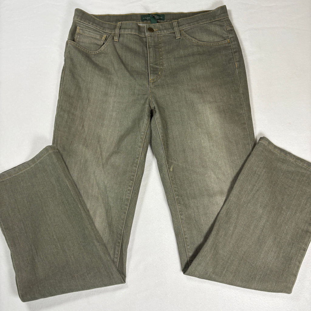Ralph Lauren Womens Jeans 12 Green Straight Leg Stretch Denim Vintage Y2K