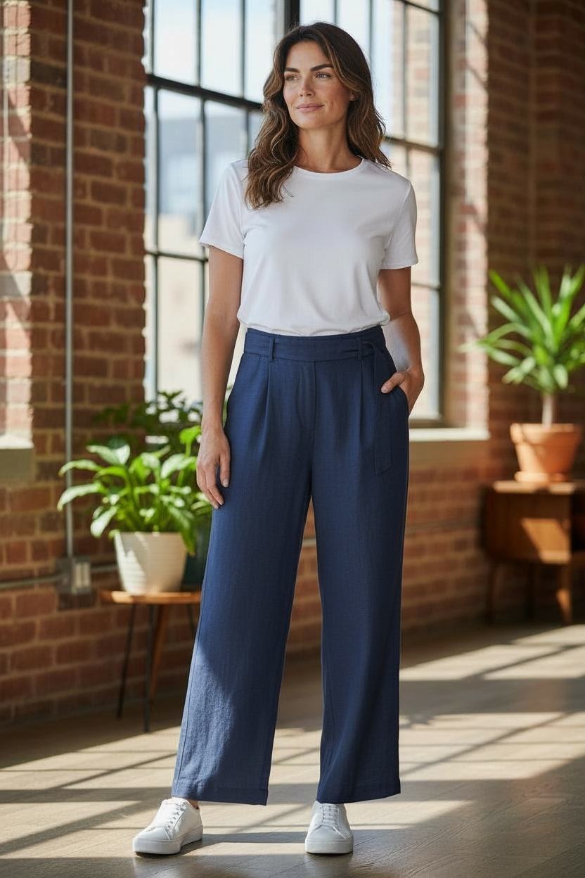 DKNY Women's Wide Leg Pant, Navy, 14