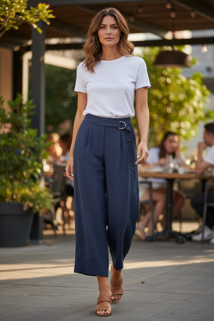 DKNY Women's Wide Leg Pant, Navy, 14