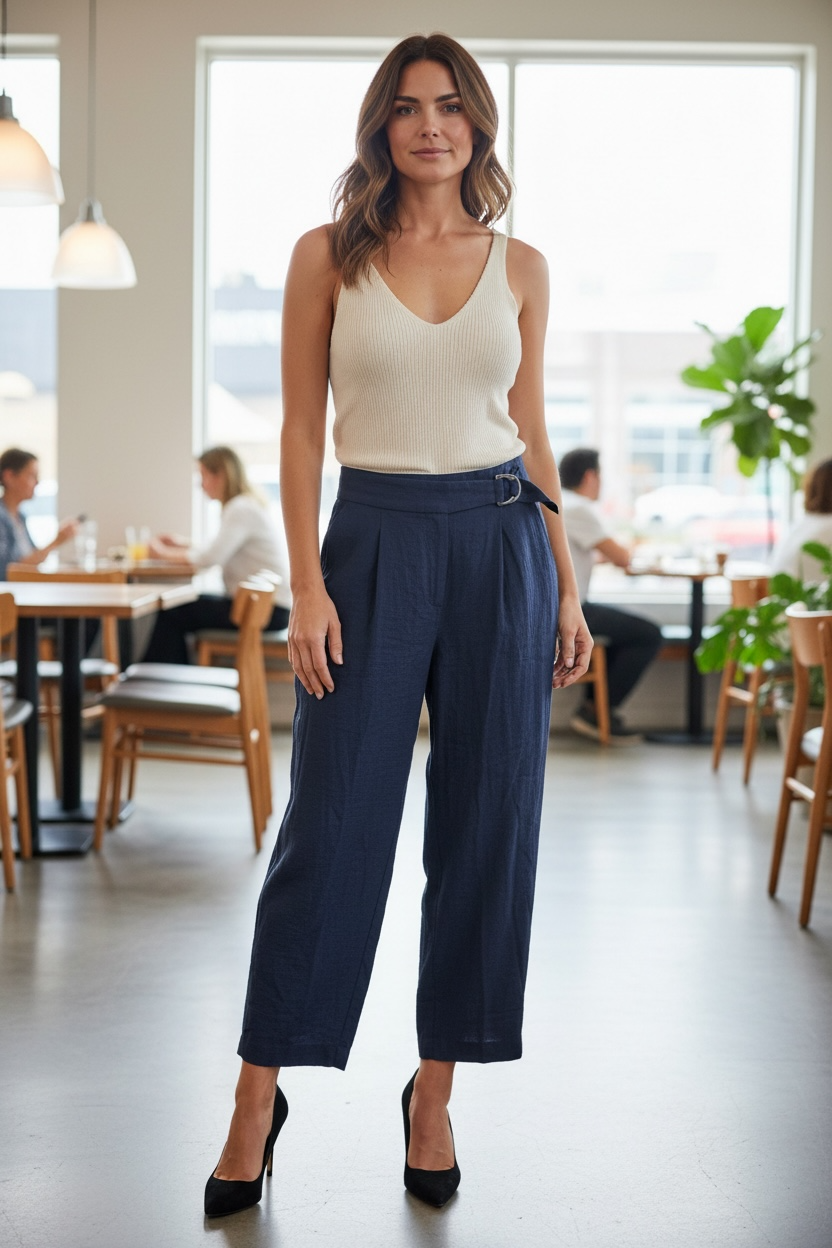 DKNY Women's Wide Leg Pant, Navy, 14
