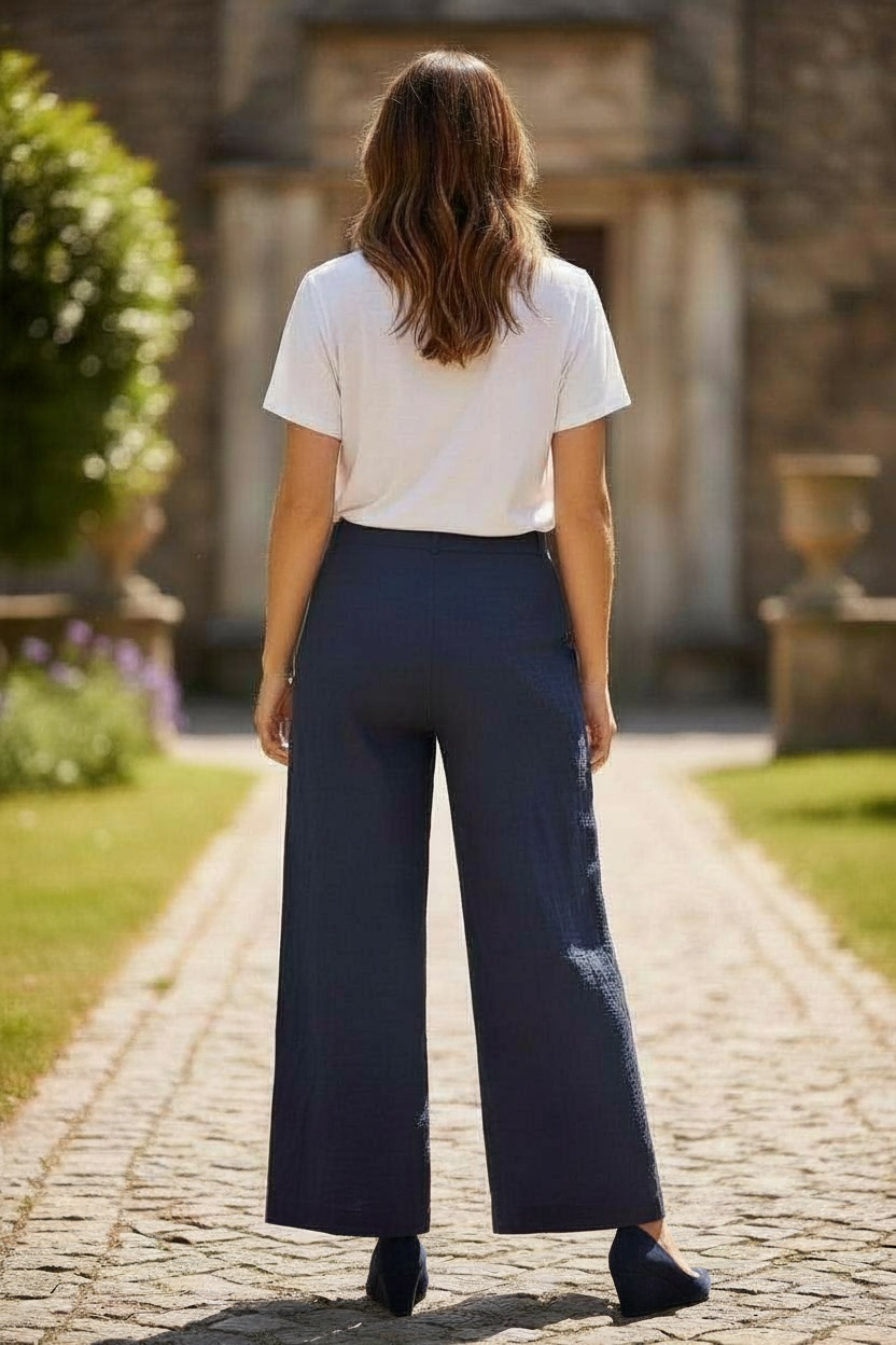 DKNY Women's Wide Leg Pant, Navy, 14