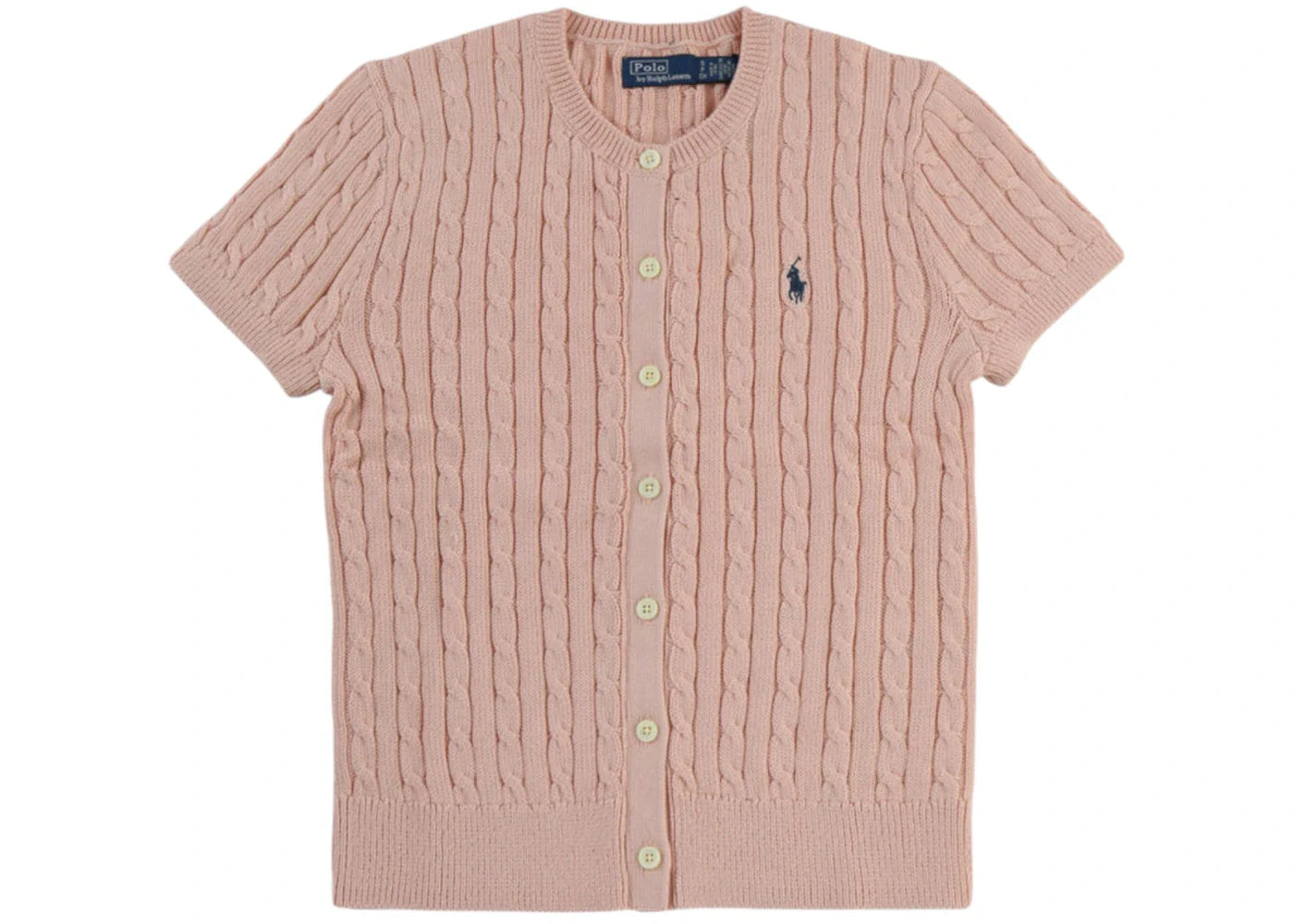 Polo Ralph Lauren Short Sleeve Crewneck Cardigan Pale Pink