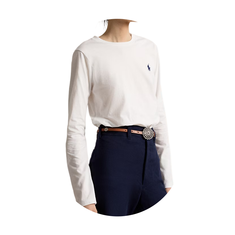 Ralph Lauren Women's White Jersey Long Sleeve T-Shirt XX Large