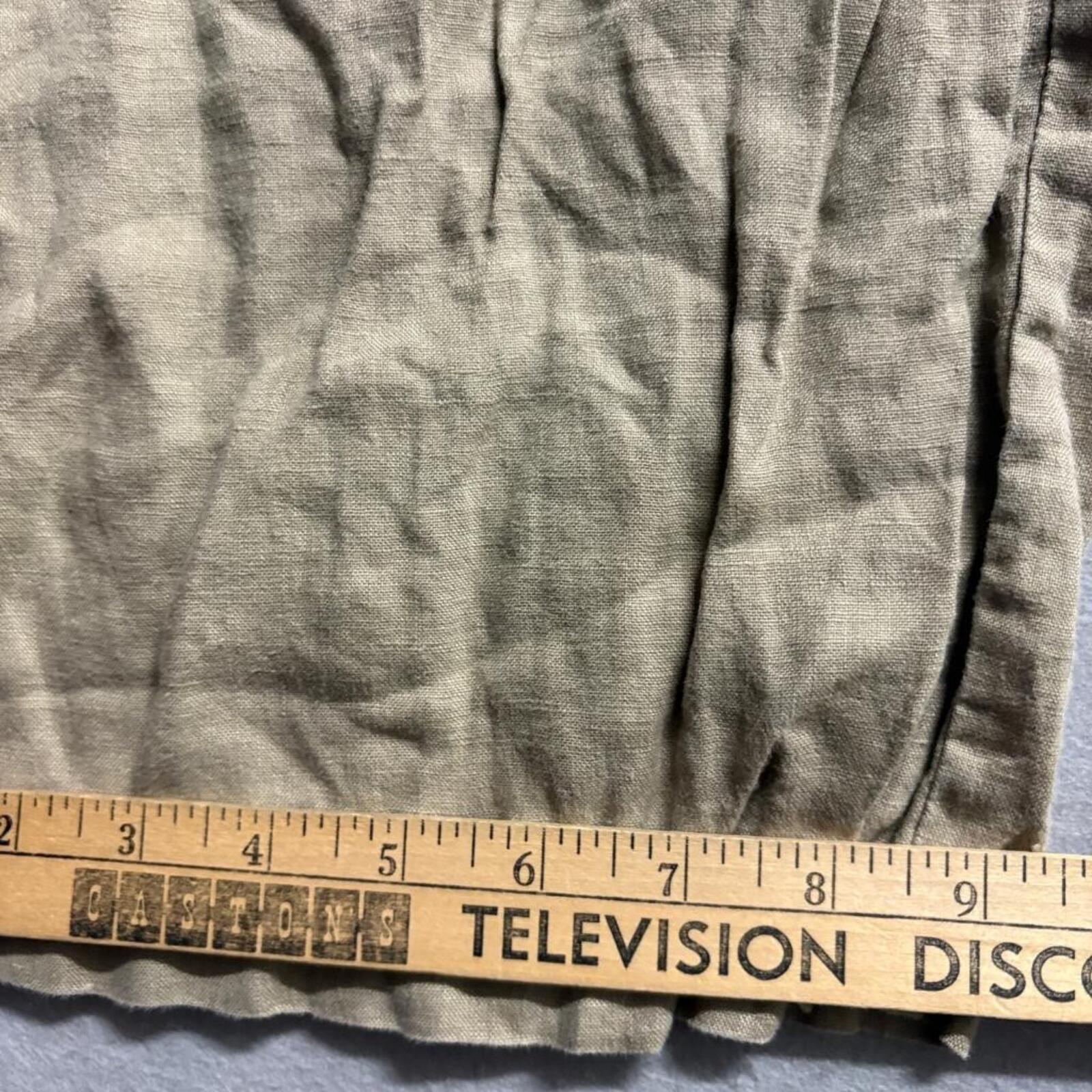 Zara Linen Pants Womens Small Olive Green Wide Leg Pleated High Rise Casual