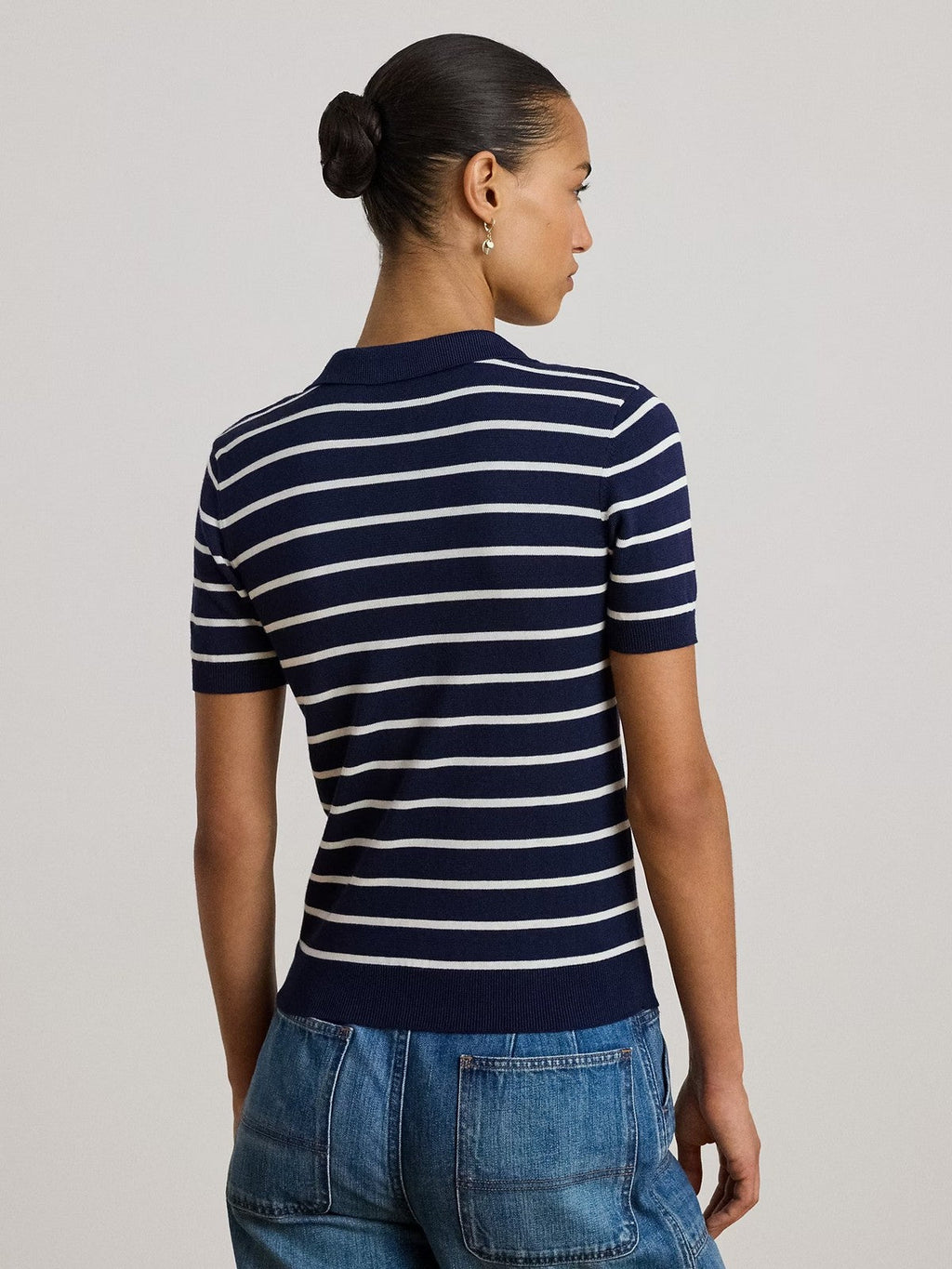 LAUREN RALPH LAUREN Polo Donna NATRISSA-SHORT SLEEVE-PULLOVER 200P03506 002 REFINED NAVY/WHITE
