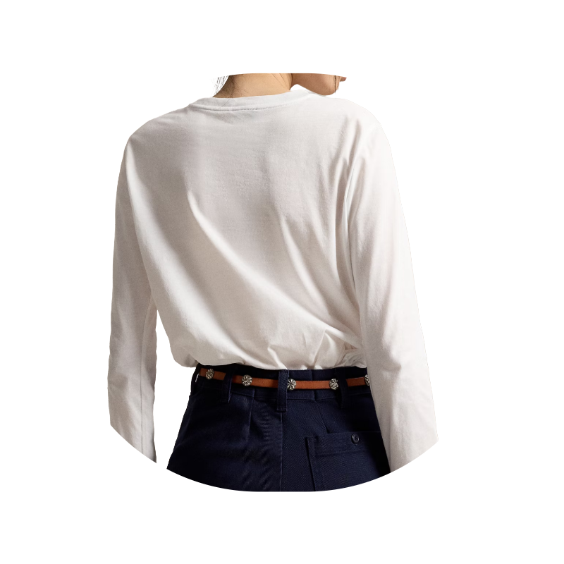 Ralph Lauren Women's White Jersey Long Sleeve T-Shirt XX Large