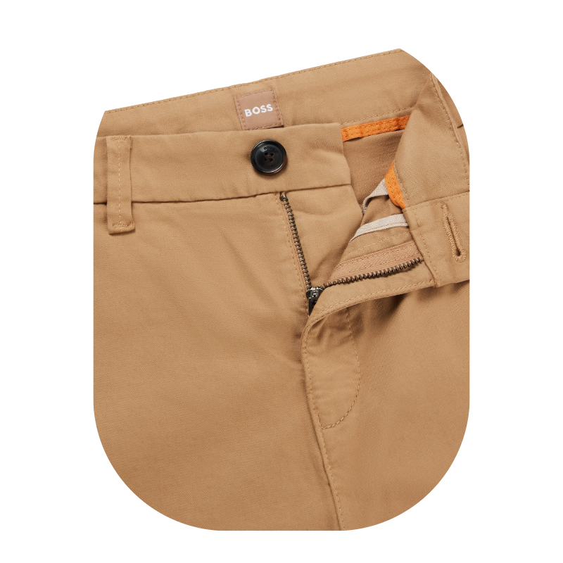 Hugo Boss Women's Trousers Tachini Regular Stretch Cotton Satin Beige